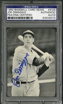 1982 Joe DiMaggio Signed Baseball News Card